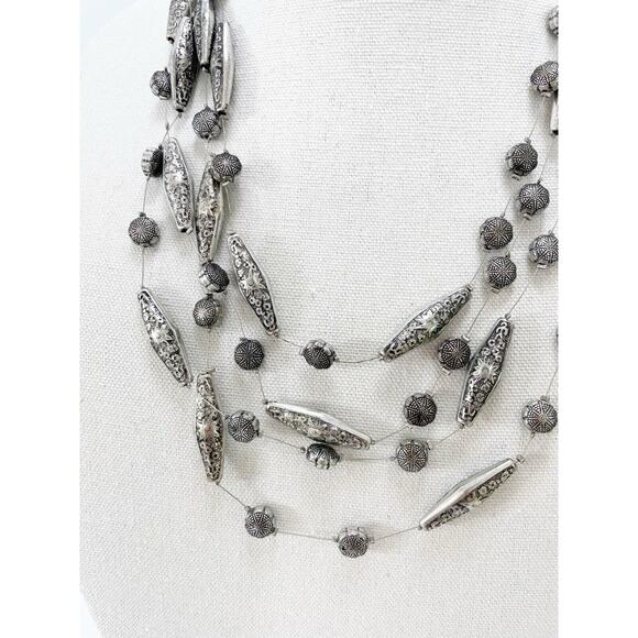 Chico’s Silver Western Vintage Navaho Southwestern Layered Necklace - Picture 1 of 6